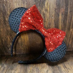 Black and red sequined mouse ears